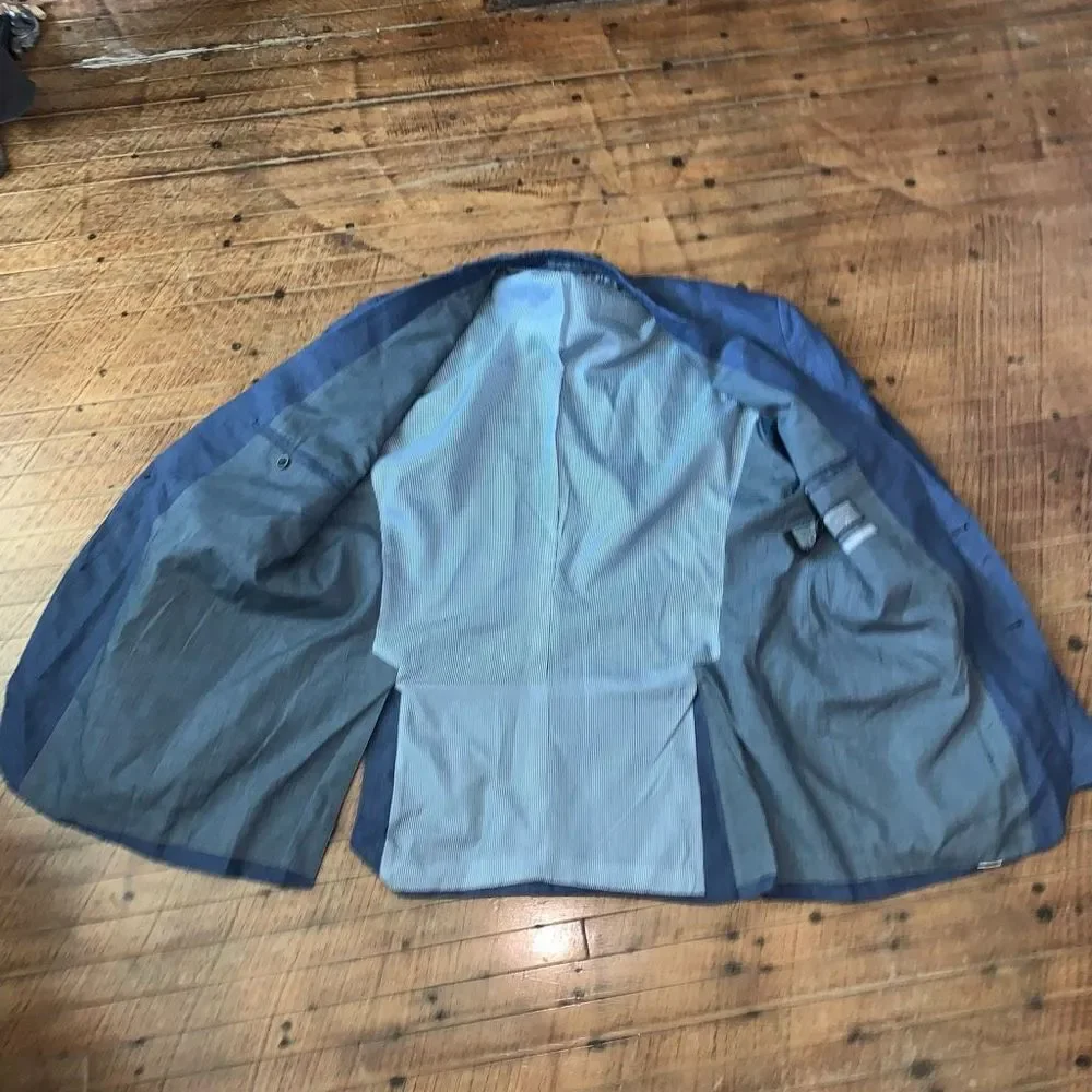 Angelo Litrico linen blend blue tailored fit Eur 52 blazer